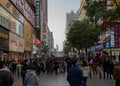 Street view of Jianghan lu road the biggest pedestrian shopping street of Wuhan in China