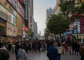 Street view of Jianghan lu road the biggest pedestrian shopping street of Wuhan in China Royalty Free Stock Photo