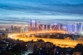 Wuhan suspension bridge in nightfall