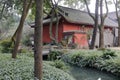 Ancient building by pool in wuhou temple, adobe rgb