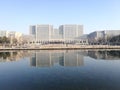 Wuhu city government building reflection on the river Royalty Free Stock Photo