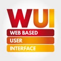 WUI - Web Based User Interface acronym, technology concept background
