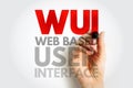 WUI WEB BASED USER INTERFACE concept showing modern online interaction. Representation of browser control systems and user- Royalty Free Stock Photo