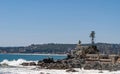 Wulff Castle on the rocks in surf, Vina Del Mar, Chile