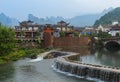 Wulingyuan, China - May 27, 2018: Stones bridge in Wulingyuan - Tianzi Avatar mountains nature park