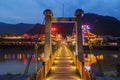 Wulingyuan, China - May 27, 2018: Town Wulingyuan at sunset in Tianzi Avatar mountains nature park