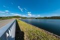 Wupper water reservoir in Remscheid with Fisheye in bright weather