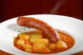 Wurst goulash soup with meat sausage
