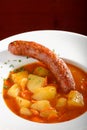 Wurst goulash soup with meat sausage