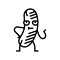 wurst meat character line icon vector illustration