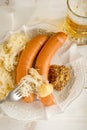 Wurstel sausage with sauerkraut Royalty Free Stock Photo