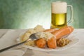 Wurstel sausage with sauerkraut Royalty Free Stock Photo