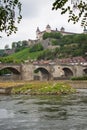 Wurzburg Fortress up on a green hill Royalty Free Stock Photo