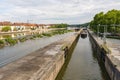 WURZBURG, GERMANY - MAY 20, 2018: View from the old Main bridge to the Main Canal
