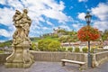 Wurzburg. Main river waterfront and scenic Wurzburg castle and vineyards view