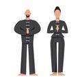 Wushu and daoism concept. Religion people wearing traditional