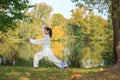 The wushu exercise Royalty Free Stock Photo