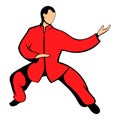 Wushu fighter icon cartoon