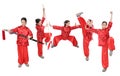 Wushu girl in red Royalty Free Stock Photo