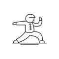 Wushu line icon concept. Wushu vector linear illustration, symbol, sign