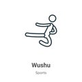 Wushu outline vector icon. Thin line black wushu icon, flat vector simple element illustration from editable sports concept Royalty Free Stock Photo