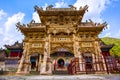 Wutaishan(Mount Wutai) scene-Carved stone torii in front of the Longquan temple door. Royalty Free Stock Photo