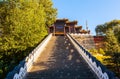 Wutaishan(Mount Wutai) scene. Look up Buddha top(Pusa Ding) temple. Royalty Free Stock Photo