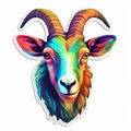 Colorful Goat Head Sticker: Artgerm Style With Vibrant Color Fields