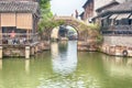 Wuzhen water town bridge and buildings china Royalty Free Stock Photo