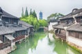 Wuzhen water town bridge and buildings china Royalty Free Stock Photo