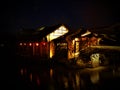 Wuzhen water town, Zhejiang province, China. Art, history, night and lights Royalty Free Stock Photo