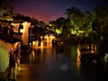 Wuzhen water town, Zhejiang province, China. Colours, night and precious scenery Royalty Free Stock Photo