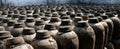 Jars used for fermenting rice wine in Wuzhen, China