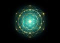 Seed of life symbol Sacred Geometry. Geometric mystic mandala of alchemy esoteric Flower of Life. Gold luxury design, vector