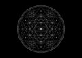 Seed of life symbol Sacred Geometry. Geometric mystic mandala of alchemy esoteric Flower of Life. Vector black and white LOGO