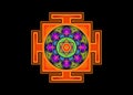 Bagalamukhi Yantra Mandala, colorful sacred Tibetan diagram the vital energy. Hinduism Bhuvaneshwari Yantra Prakriti, isolated Royalty Free Stock Photo
