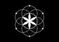 Seed of life symbol Sacred Geometry. Logo icon Geometric mystic mandala of alchemy esoteric Flower of Life. Vector white tattoo