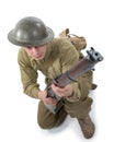 WW1 British Army Soldier from France 1918, on white Royalty Free Stock Photo