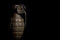 WW2 hand grenade against a black background. Royalty Free Stock Photo