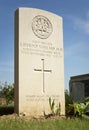 WW1 headstone of a British soldier in Peake Wood Cemetery, Franc Royalty Free Stock Photo