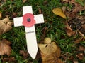 WW1 Remembrance Day Cross with Poppy Royalty Free Stock Photo
