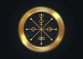 The Wheel of Fotune tarot symbol, gold worldwide ancient sign, the cycle of life, magical witch talisman lucky charm, golden round
