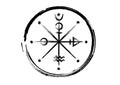 The Wheel of Fotune tarot symbol, worldwide ancient sign, the cycle of life, hand drawing brush stroke style magical black tattoo