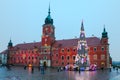 WWARSAW, POLAND - January 03, 2015: The main Christmas Tree with colorful lights on the Royal Castle Royalty Free Stock Photo