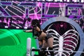 WWE Diva Paige and AJ Lee stands on top the ropes in ring during