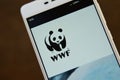 WWF logo seen on the smartphone screen Royalty Free Stock Photo