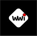 WWI brand icon. WWI written on white square icon