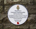WWI Centenary Commemoration Plaque in Knaresborough Royalty Free Stock Photo