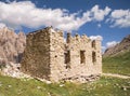 WWI ruins of shelter in the Italian Alps