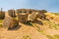 WWII Anti Invasion defences, The Chesil Beach. Royalty Free Stock Photo